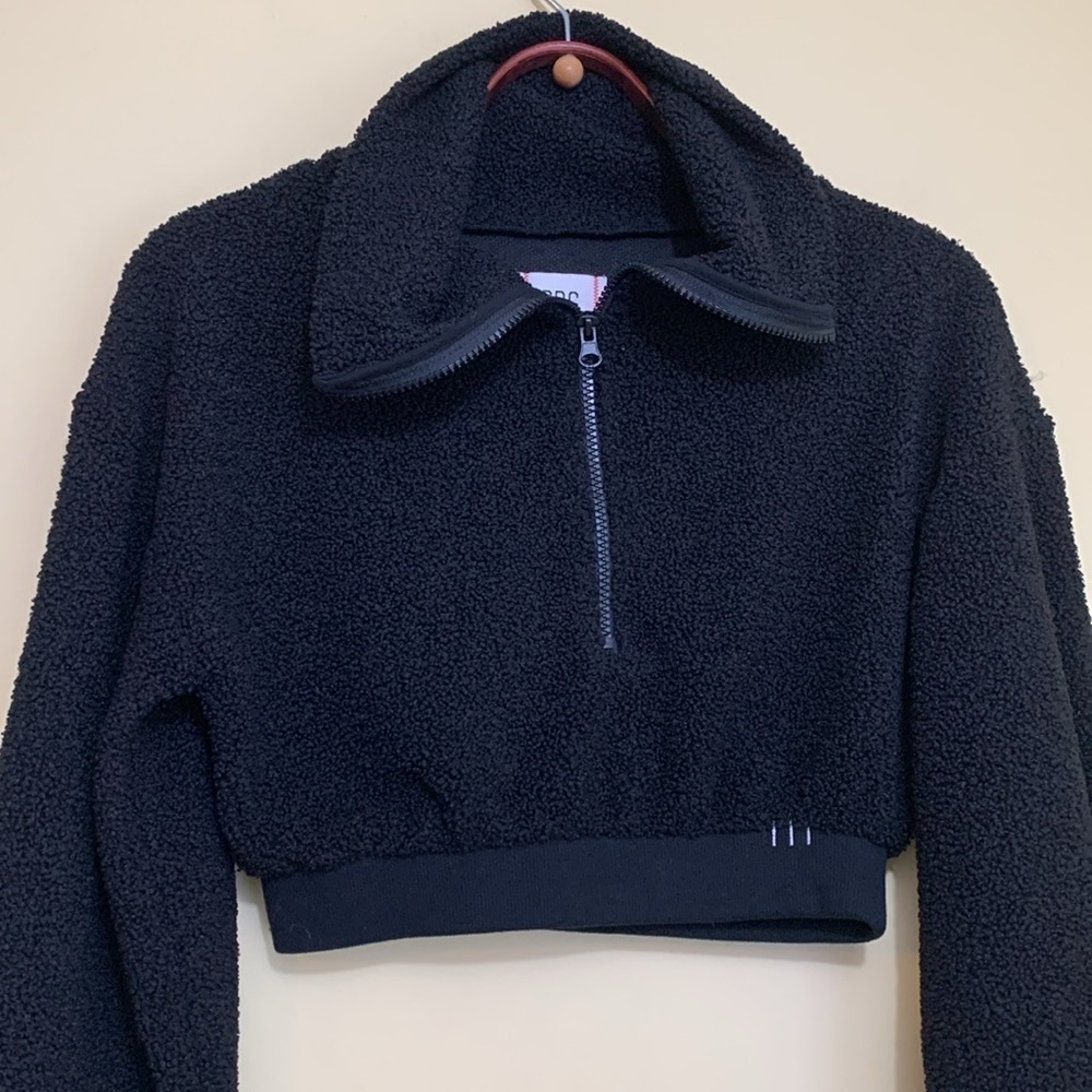 Urban Outfitters Black BDG NWT New Leaf Quarter-Zip Cropped Sweater Jacket Top S - Picture 5 of 17